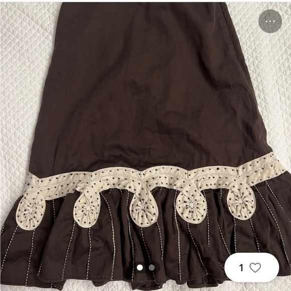 ODILLE, Anthropologie Ruffle Pleated A-Line Full Midi Knee Length Skirt, Size 10 - Picture 6 of 14